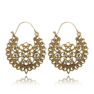 E1416 Gold Round Openwork Design Earrings - Iris Fashion Jewelry