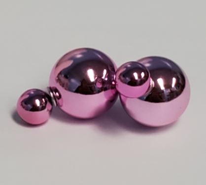 *E282 Light Pink Double Ball Earrings - Iris Fashion Jewelry