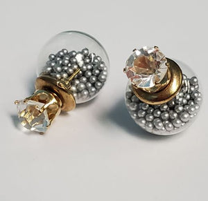 *E1291 Gold Silver Ball Filled Rhinestone & Ball Earrings - Iris Fashion Jewelry