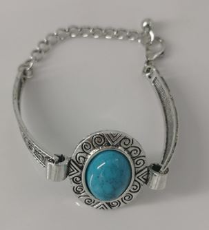 B1171 Silver Decorated Blue Gem Bracelet - Iris Fashion Jewelry