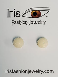 *E653 Ivory Gemstone Covered Ball Magnetic Earrings - Iris Fashion Jewelry