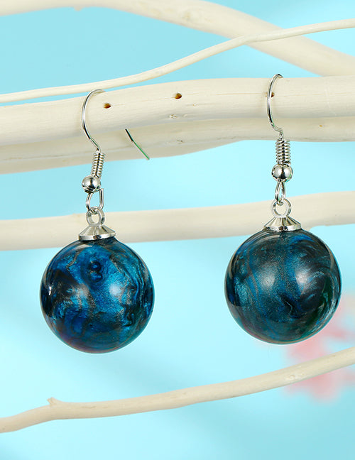 E1759 Silver Turquoise Galaxy Ball Earrings - Iris Fashion Jewelry