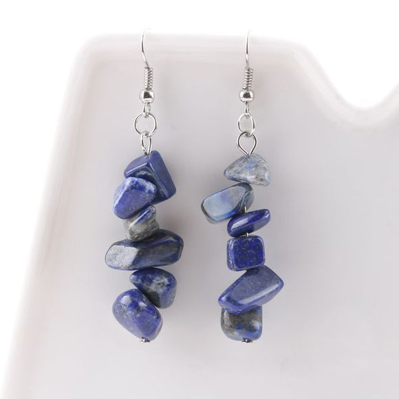 E1323 Blue & Gray Natural Stone Dangle Earrings - Iris Fashion Jewelry