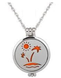 N1394 Silver Island Time Essential Oil Necklace with FREE Earrings PLUS 5 Different Color Pads - Iris Fashion Jewelry