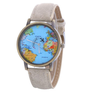 W534 Beige Band Globe Collection Quartz Watch - Iris Fashion Jewelry