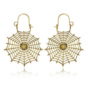 E1414 Gold Openwork Spider Web Design Earrings - Iris Fashion Jewelry