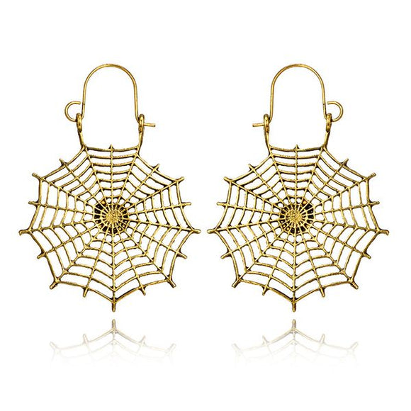 E1414 Gold Openwork Spider Web Design Earrings - Iris Fashion Jewelry