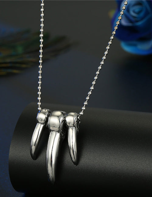 N565 Silver Claws on Beaded Chain Necklace - Iris Fashion Jewelry