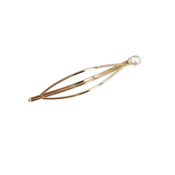 H527 Gold Hair Clip with Pearl - Iris Fashion Jewelry