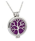 N1171 Silver Tree Essential Oil Necklace with FREE Earrings PLUS 5 Different Color Pads - Iris Fashion Jewelry