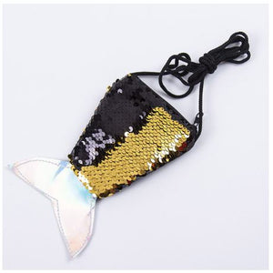 L179 Black & Gold Sequined Mermaid Tail Coin Purse - Iris Fashion Jewelry
