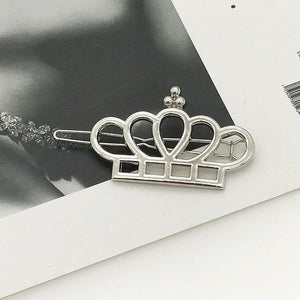 H531 Silver Crown Hair Clip - Iris Fashion Jewelry