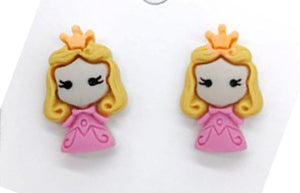 L435 Pink Cartoon Princess Earrings - Iris Fashion Jewelry