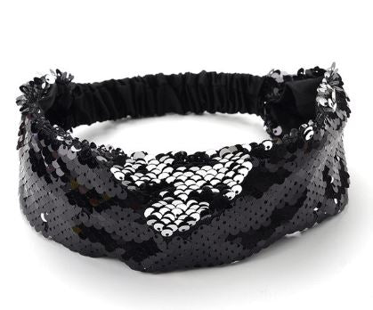 H357 Black & Silver Sequin Head Band for Adults - Iris Fashion Jewelry