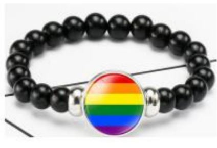 B978 Rainbow Pride Black Bead Bracelet - Iris Fashion Jewelry