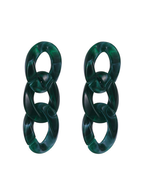 E1283 Green Acrylic Chain Link Earrings - Iris Fashion Jewelry