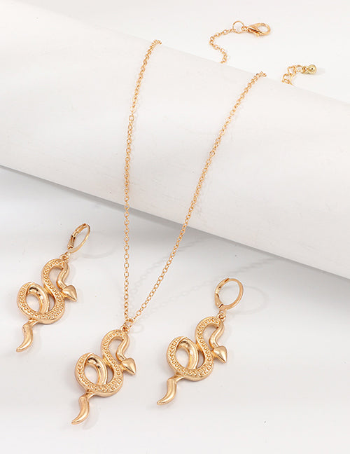 N1785 Gold Snake Necklace With FREE Earrings - Iris Fashion Jewelry