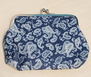 G114 Denim Blue Paisley Design Clasp Coin Purse - Iris Fashion Jewelry