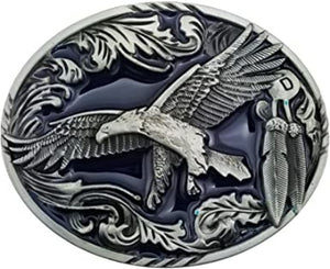 BU258 Blue Flying Eagle Belt Buckle - Iris Fashion Jewelry