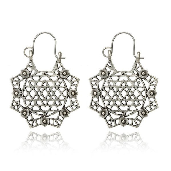 E1480 Silver Openwork Metal Earrings - Iris Fashion Jewelry