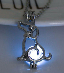 N1688 Silver Glow in the Dark Dog Necklace with FREE EARRINGS - Iris Fashion Jewelry