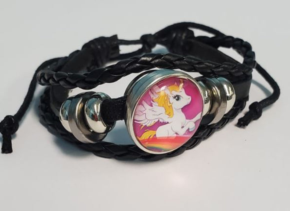 L229 Black Unicorn Leather Bracelet - Iris Fashion Jewelry