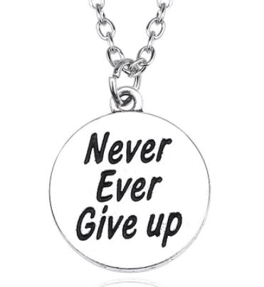 N533 Silver Never Ever Give Up Necklace with FREE Earrings - Iris Fashion Jewelry
