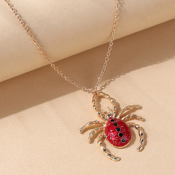 N765 Gold Red Body Spider Necklace with FREE Earrings - Iris Fashion Jewelry