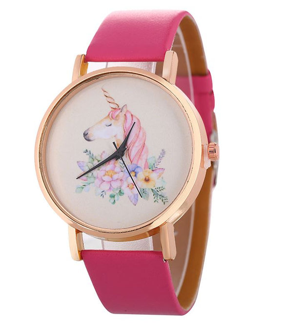 W498 Hot Pink Unicorn Collection Quartz Watch - Iris Fashion Jewelry