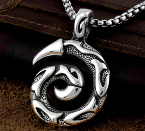 *N1109 Silver Tribal Spiral Pendant Necklace - Iris Fashion Jewelry