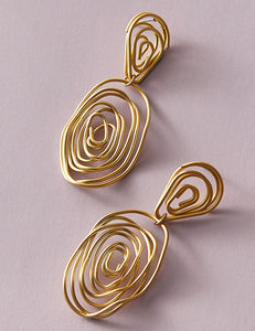 E1623 Gold Spiral Geometric Earrings - Iris Fashion Jewelry