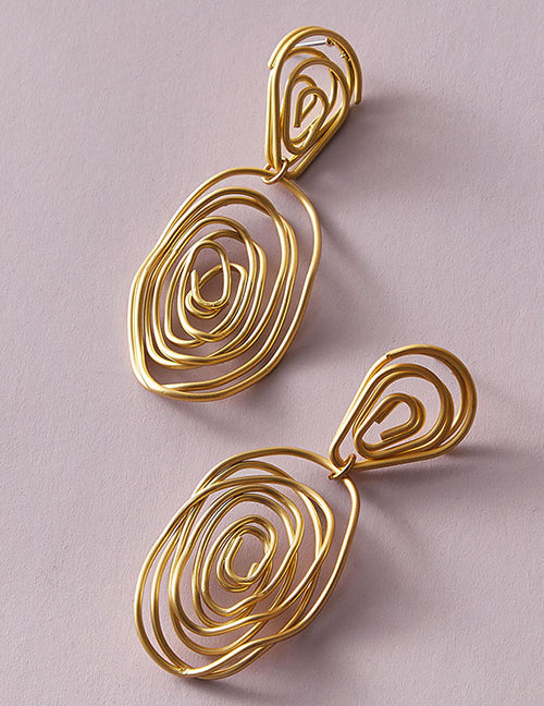 E1623 Gold Spiral Geometric Earrings - Iris Fashion Jewelry