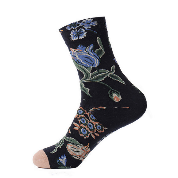 SF1210 Navy Blue Floral Design Socks - Iris Fashion Jewelry