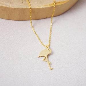 N1556 Gold Dainty Flamingo Necklace with FREE Earrings - Iris Fashion Jewelry