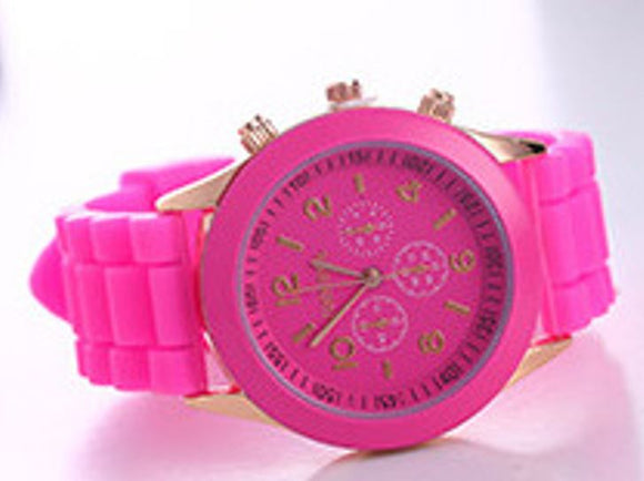 W447 Hot Pink Silicone Collection Quartz Watch - Iris Fashion Jewelry