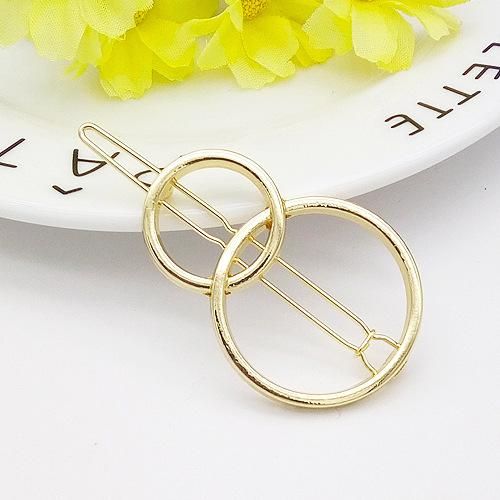 H534 Gold Double Circle Hair Clip - Iris Fashion Jewelry