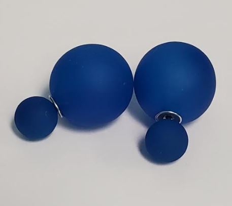 *E1310 Deep Blue Double Ball Earrings - Iris Fashion Jewelry