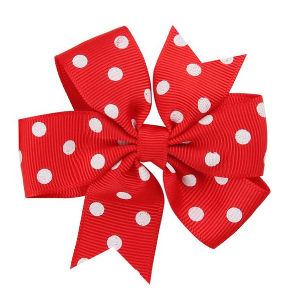 H544 Small Red White Polka Dot Bow Hair Clip - Iris Fashion Jewelry