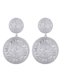 E1636 Large Silver Textured Circle Earrings - Iris Fashion Jewelry