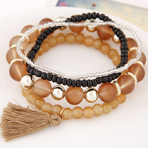 B690 Brown Bead Multi Layer Bracelet - Iris Fashion Jewelry