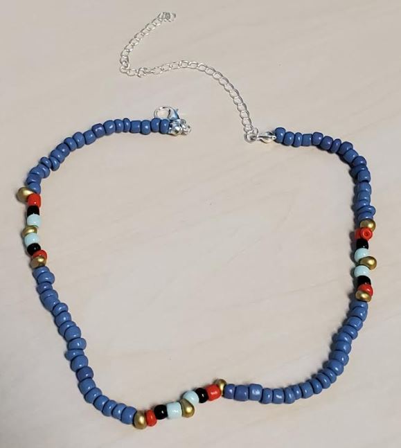N1831 Silver Smokey Blue Seed Bead Choker Necklace with FREE Earrings - Iris Fashion Jewelry