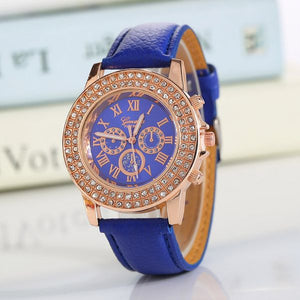 W147 Royal Blue Band Double Row Charleston Collection Quartz Watch - Iris Fashion Jewelry