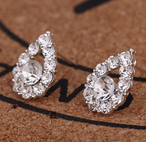 E213 Silver Rhinestone Teardrop Earrings - Iris Fashion Jewelry