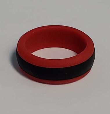 SR12 Red Black Stripe Silicone Ring - Iris Fashion Jewelry