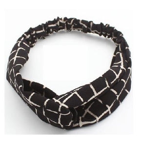 H279 Black with White Plaid Cloth Hair Band - Iris Fashion Jewelry