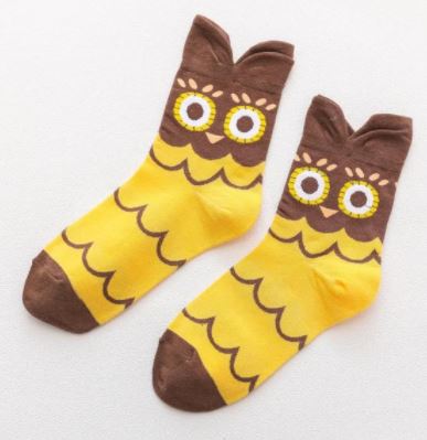 SF724 Yellow Brown Owl Socks - Iris Fashion Jewelry