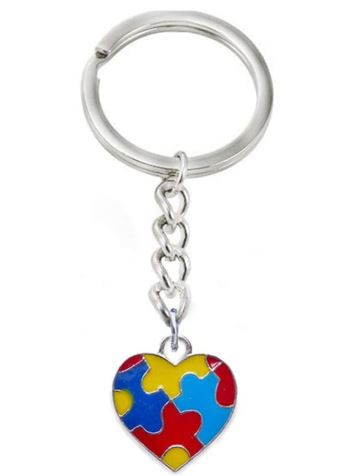 K120 Silver Autism Awareness Heart Keychain - Iris Fashion Jewelry