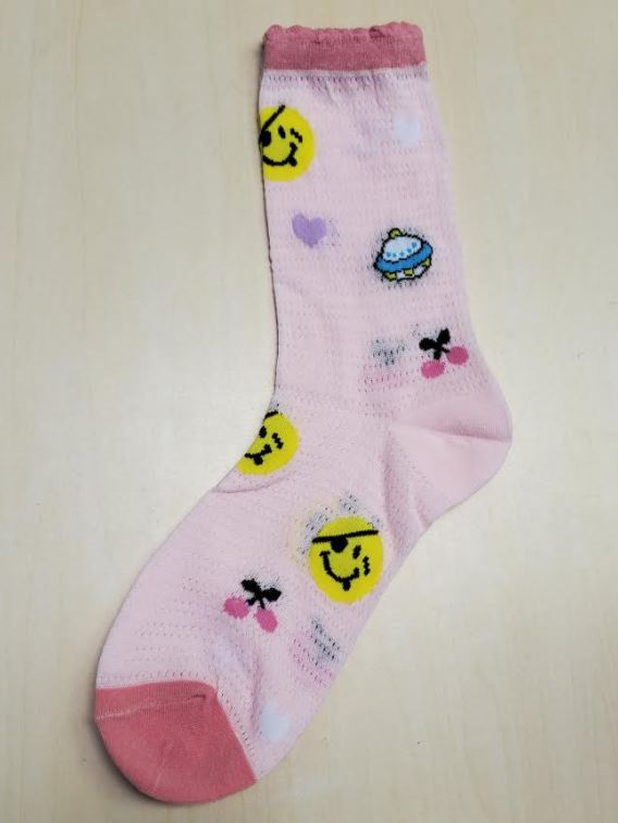 SF1301 Light Pink Food & Smiley Pelerine Socks - Iris Fashion Jewelry