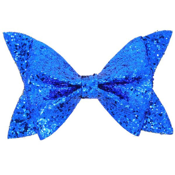 H396 Royal Blue Glitter Hair Bow - Iris Fashion Jewelry