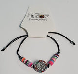 B772 Multi Color Bead Tree of Life Black Cord Bracelet - Iris Fashion Jewelry